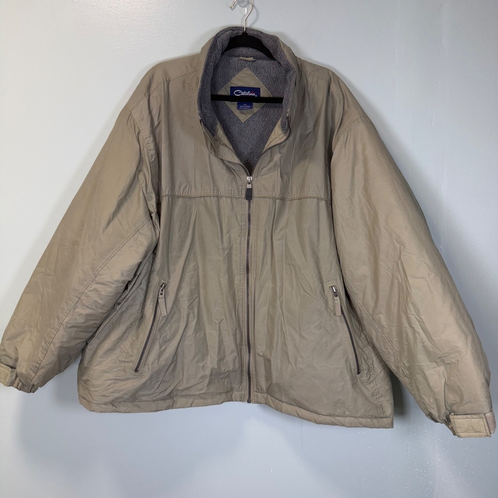 Catalina Mens Tan Full Zip‎ Fleece Lined Nylon Jacket 3XL Big and Tall